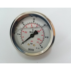 Manometer M63 60 bar 1/4&quot; hinten WIKA, B711W063060T