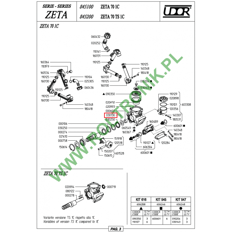 Kurbelwellenscheibe für Udor Zeta 70, Kappa 55/65 Pumpe, 030130