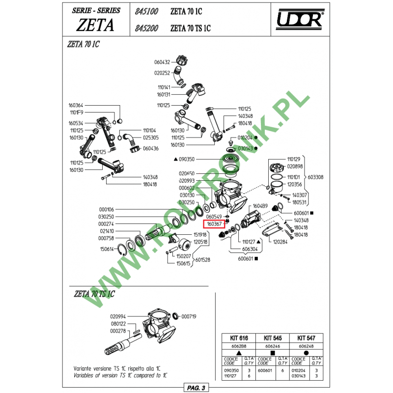 Ölablassschraube der Udor Zeta, Kappa, Beta, Delta -Pumpe, 160367