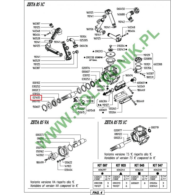 Udor Zeta, Kappa Pumpenlager, 021405