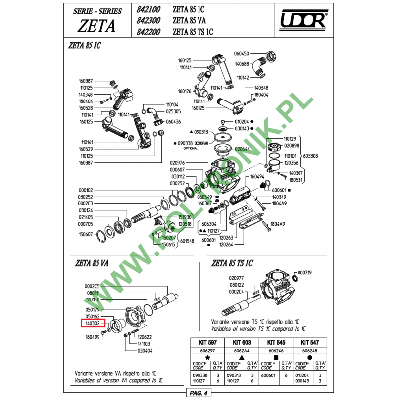 Udor Zeta 85/100/120 VA Pumpenflanschbolzenscheibe, 140302