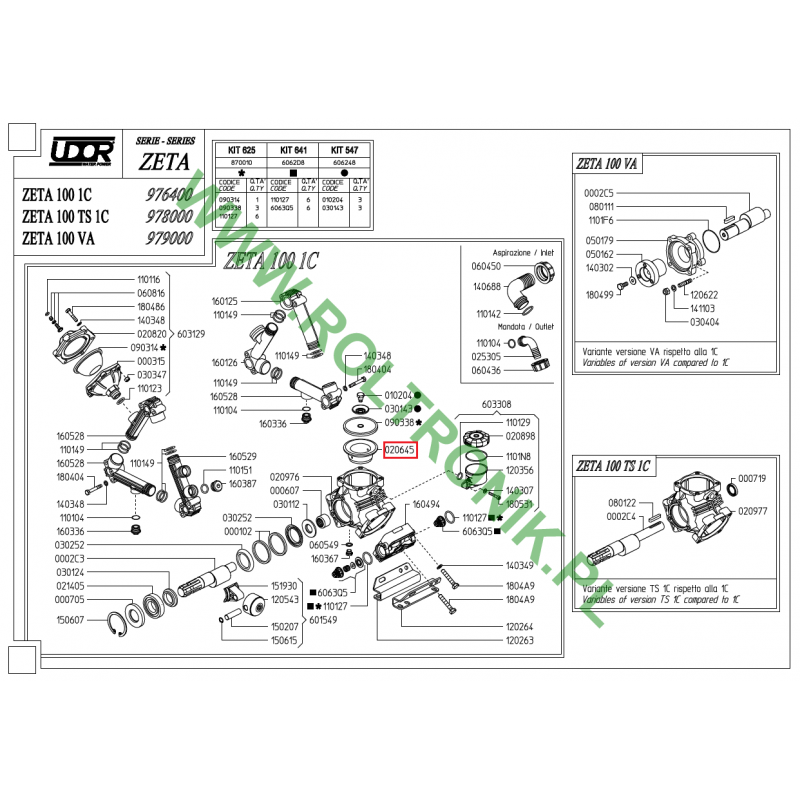 Udor Zeta 100 Pumpenbuchse, 020645