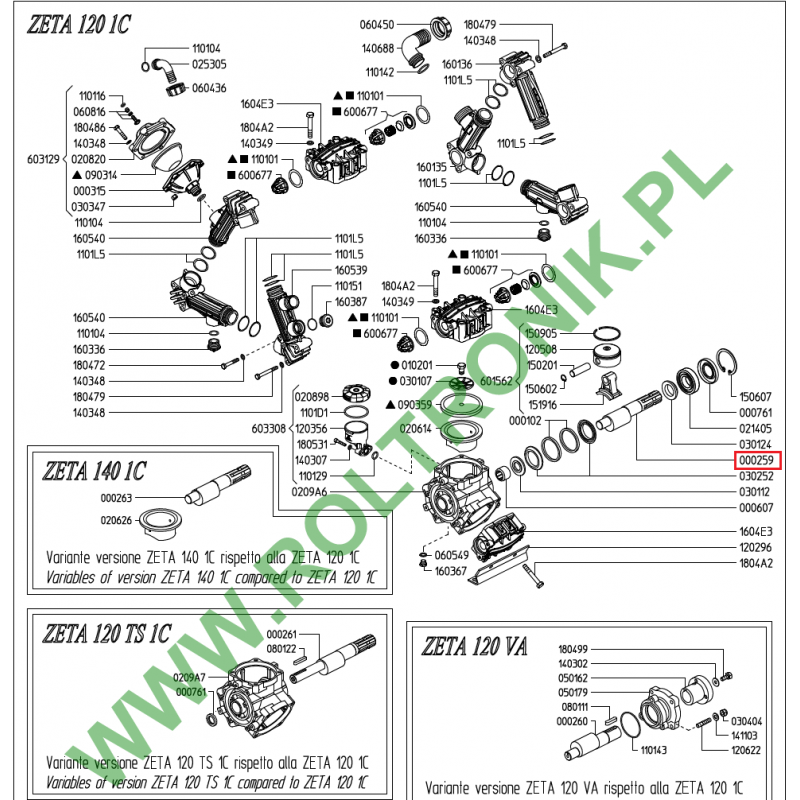 Udor Zeta 120 1C Pumpenwelle, 000259, UD000259