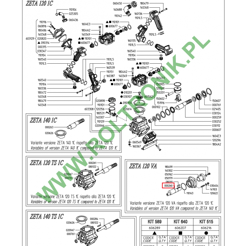 Udor Zeta 120 VA Pumpenwelle, 000260