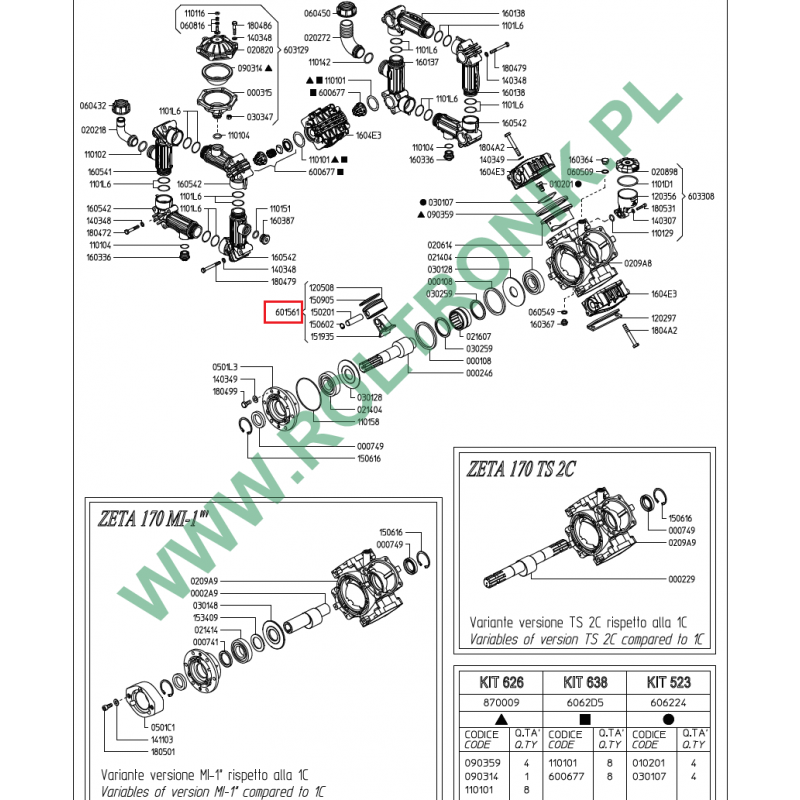 Udor Zeta 170 Pumpenkolben und Pleuelsatz, 601561, UD601561