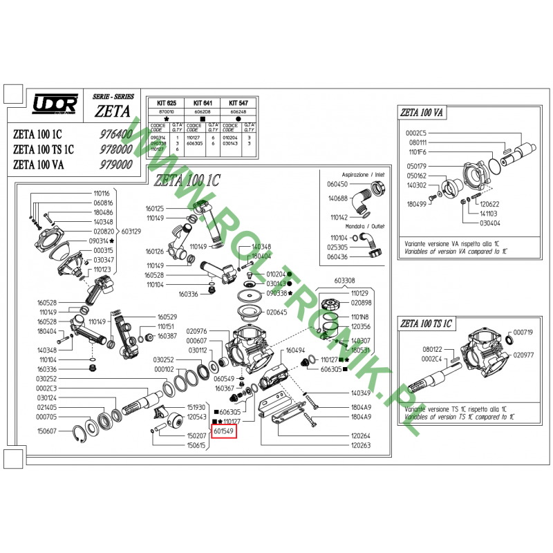 Udor Zeta 100 Pumpenkolben und Pleuelsatz, 601549, UD601549