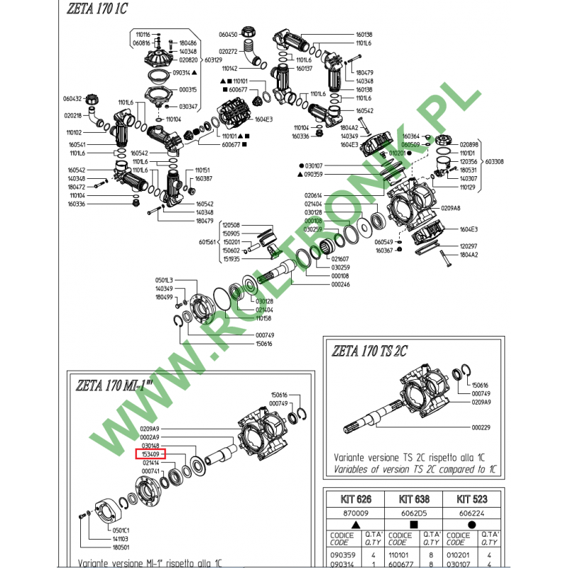 Udor Zeta 170 MI-1" Pumpenwellenstützring, 153409