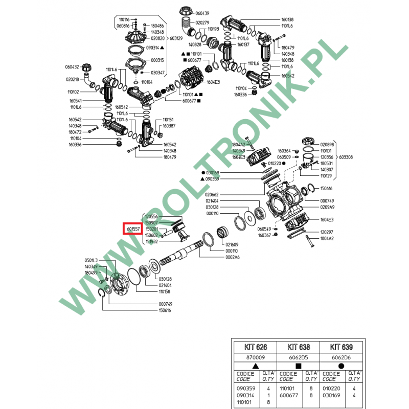 Kolben- und Pleuelsatz für die Pumpe Udor Zeta 200, 601557, UD601557
