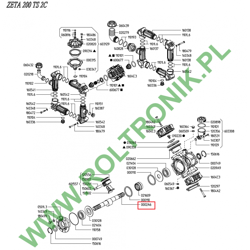 Wałek pompy Udor Zeta 200 TS 2C, 0002A6