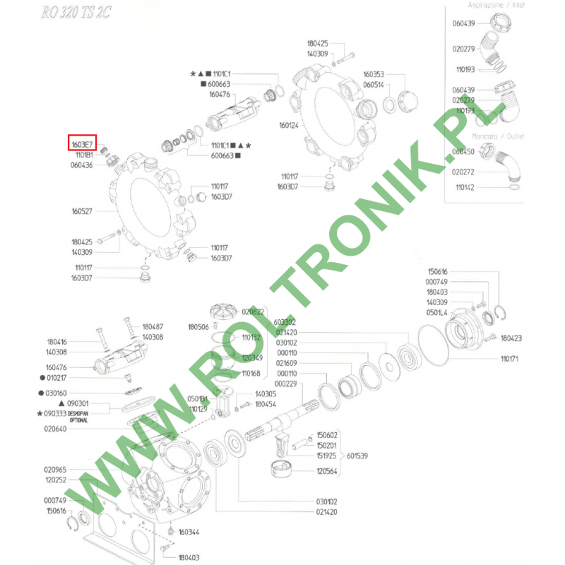 Udor RO 320/400 TS 2C Pumpenverteilerkappe, 1603E7, UD1603E7