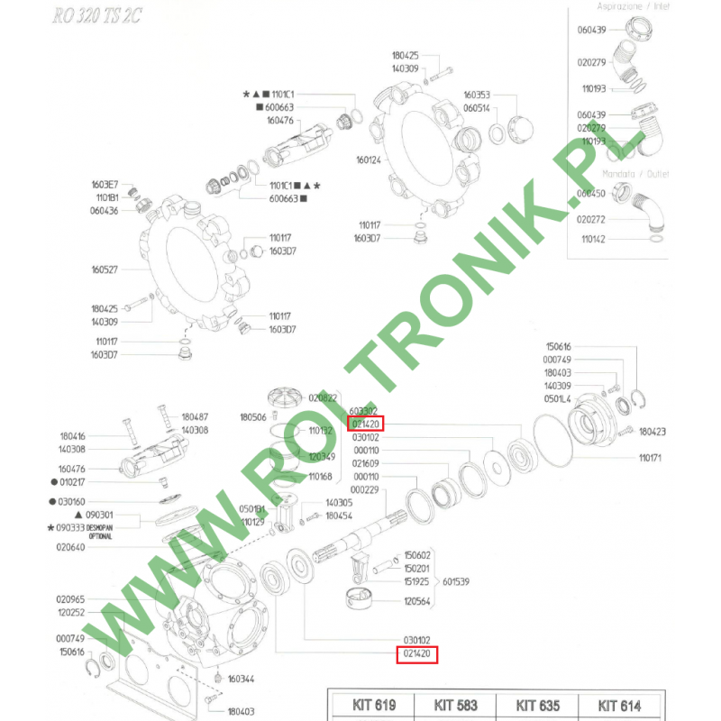 Udor RO 320 TS 2C Pumpenlager, 021420