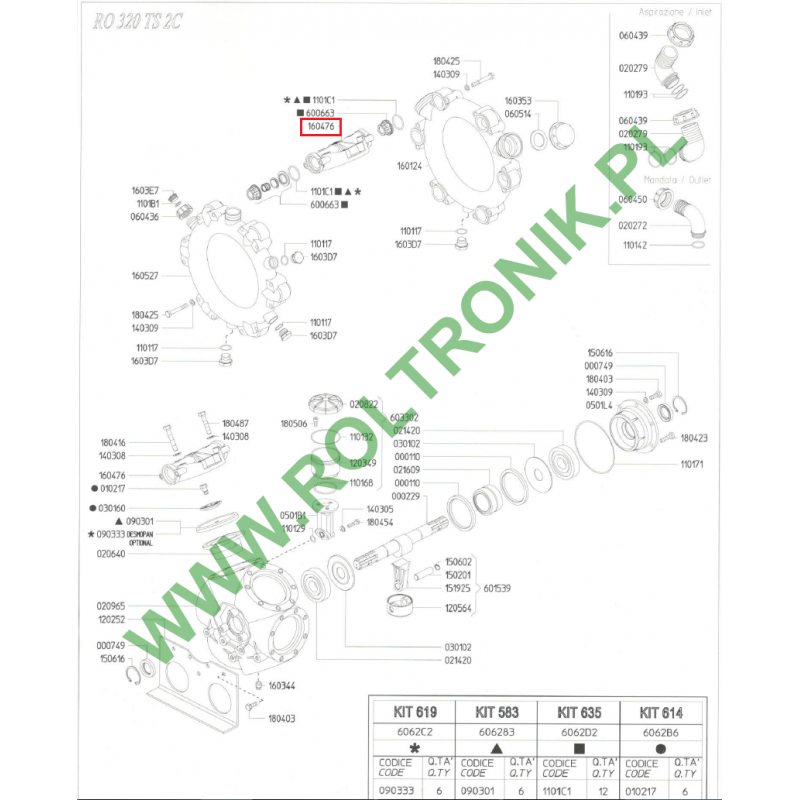 RO 320/400 pump head, 160476, Udor