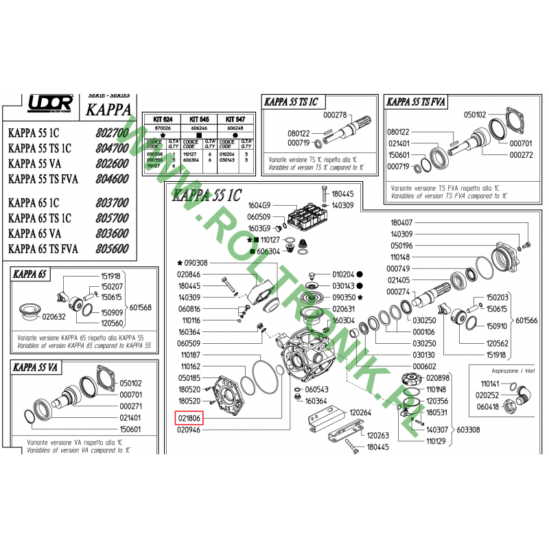 Udor Kappa 55/65 Pumpengehäusedeckel, 021806, UD021806