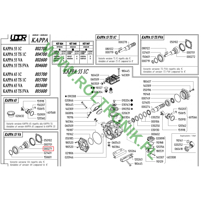 Udor Kappa 55/65 VA Pumpenwelle, 000271