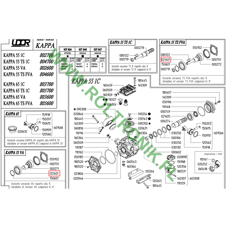 Udor Kappa 55/65 VA Pumpenlager, 021401