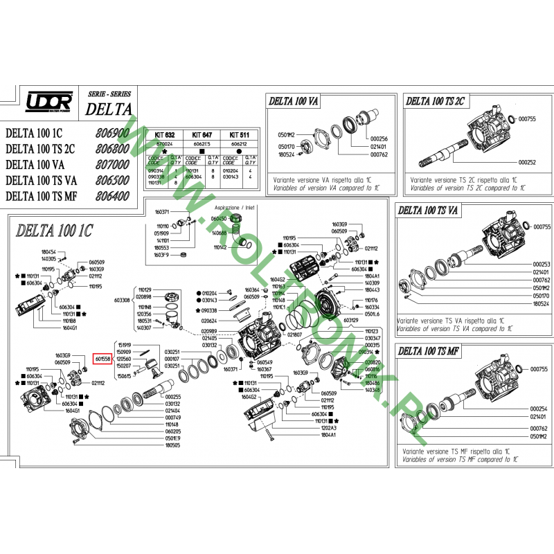 Kolben- und Pleuelsatz für die Pumpe Udor Delta 100, 601558