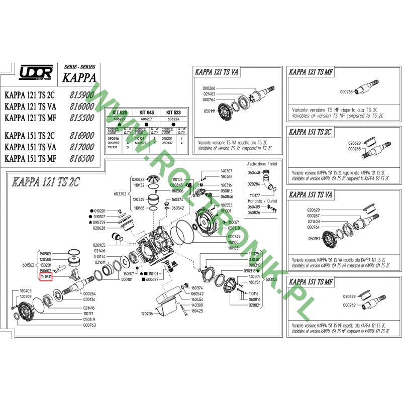 Korbowód pompy Udor Kappa 121/151, 151931