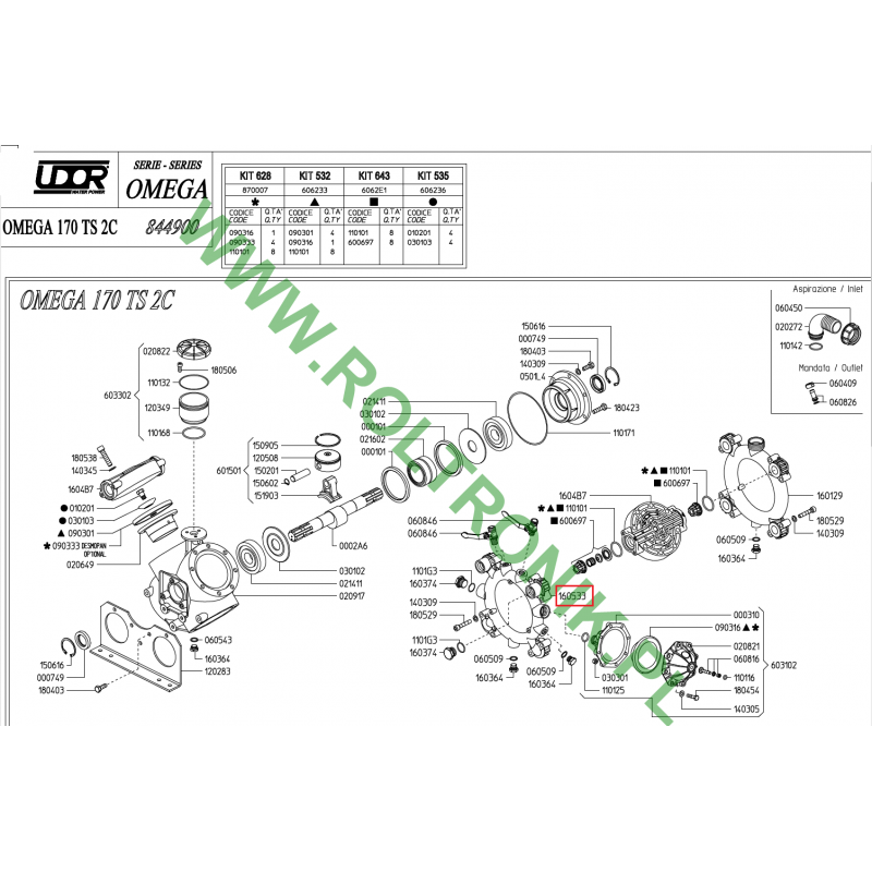 Outlet manifold Udor Omega 170 TS 2C, 160533