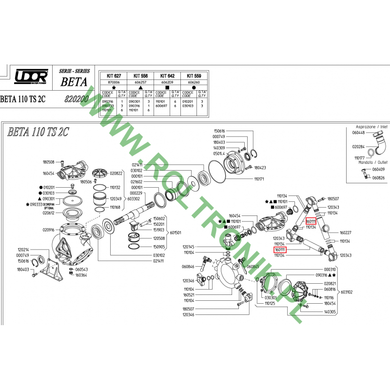 Suction manifold Udor Beta 110 TS 2C, 160111