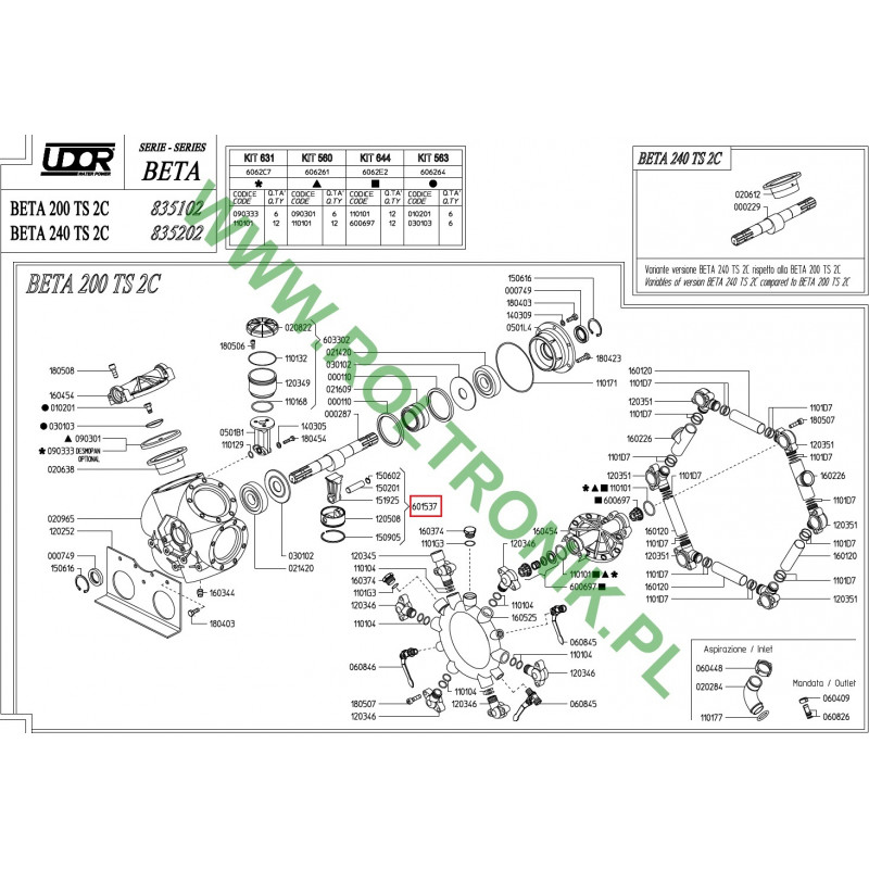 Kolben- und Pleuelstangensatz für Udor Beta 200 TS 2C Pumpe, 601537