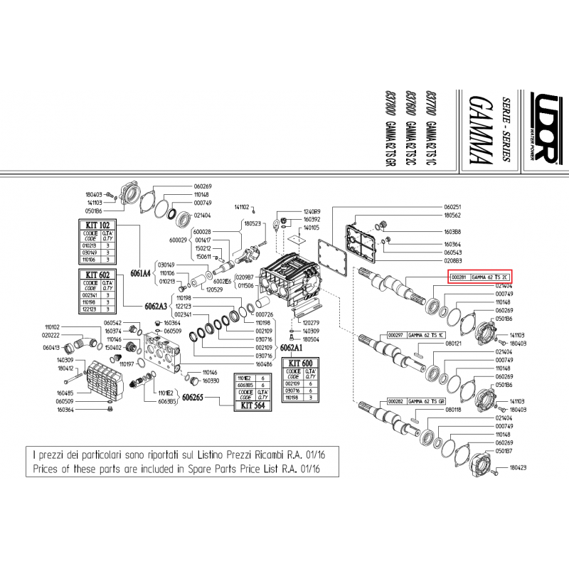Udor Gamma TS 2C Pumpenwelle, 000281