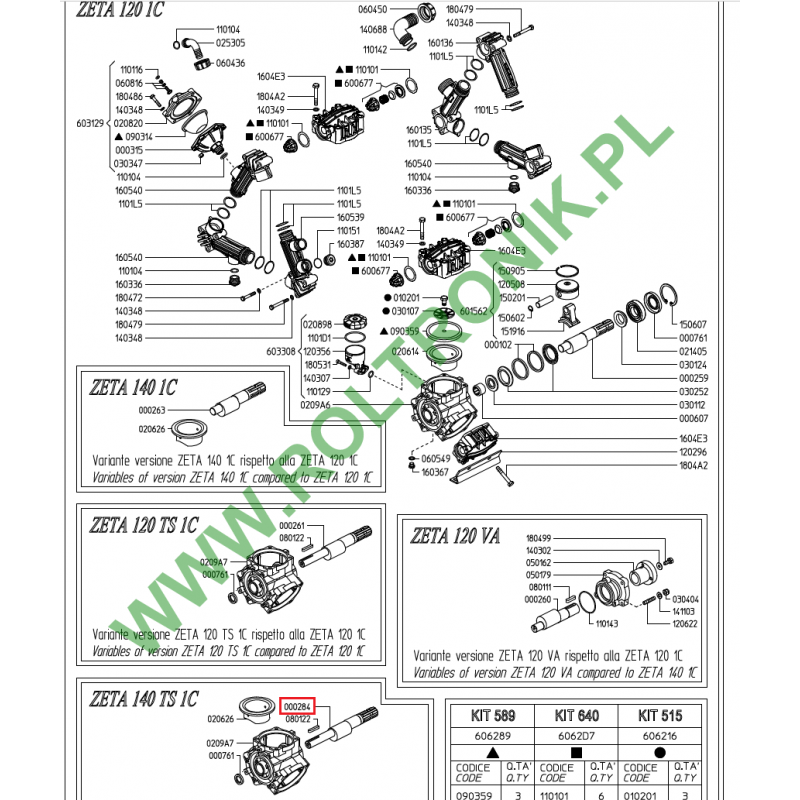 Udor Zeta 140 TS 1C Pumpenwelle, 000284