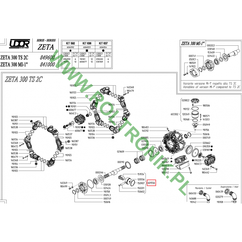Udor Zeta 300 Pumpenkolben und Pleuelsatz, 601556
