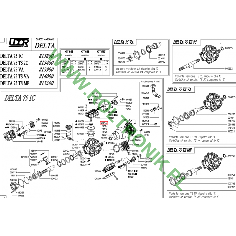 Udor Delta 75 Pumpenflansch, 0501L7