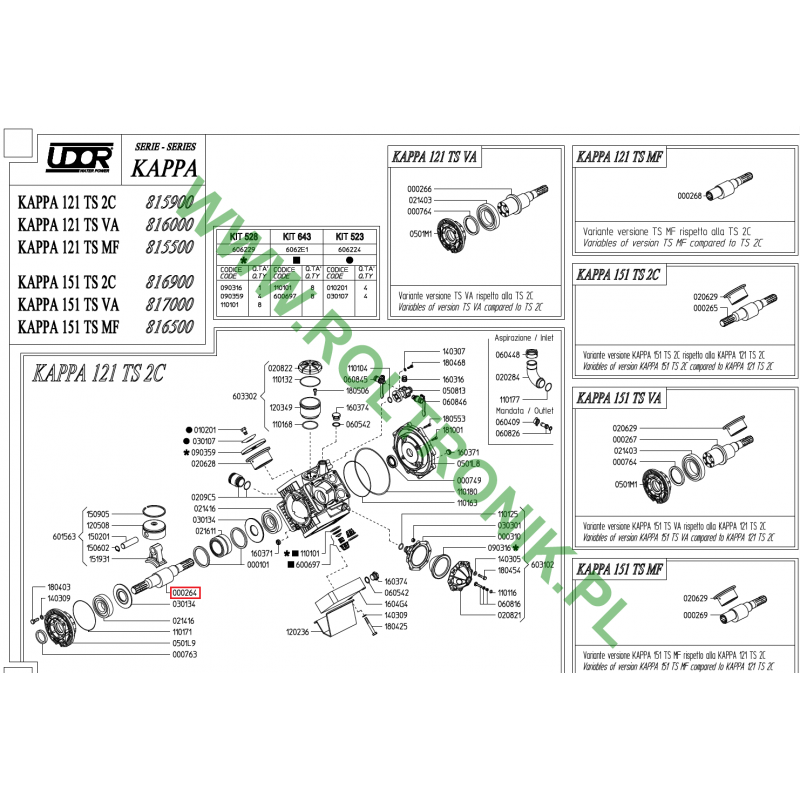 Udor Kappa 121 TS 2C Pumpenwelle, 000264