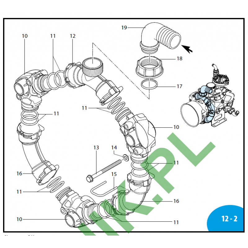 Saugverteiler 1 1/2"M für Annovi Reverberi 120BP/140BP Pumpen, 3460050