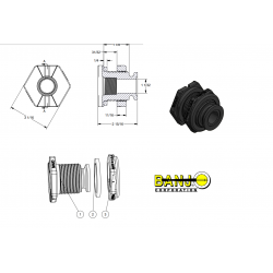 Banjo Tankanschluss 1&quot; Flansch 1 1/4&quot;F Gewinde, MTF100BD