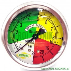 Manometr glicerynowy do opryskiwacza średnicy 63mm 0-8/25 bar GW. 1/4″ tył