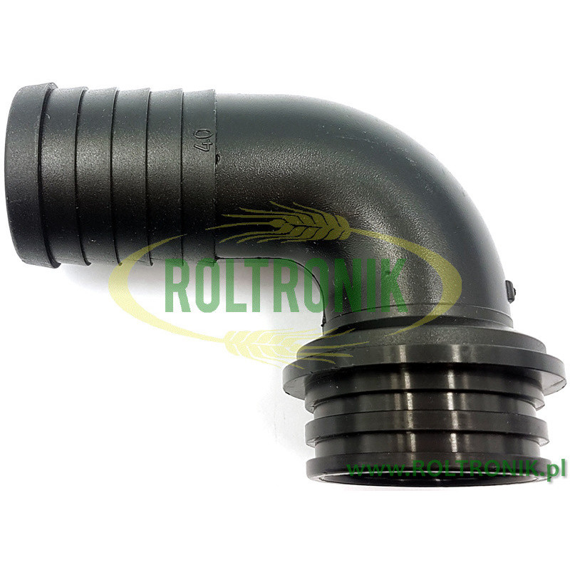 Kolanko 90º na wąż D. 40mm pod nakrętkę 2", 116740, ARAG