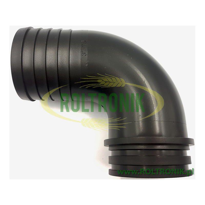 Kolanko 90º na wąż D. 75, (pod nakrętkę 3"), 116975, ARAG