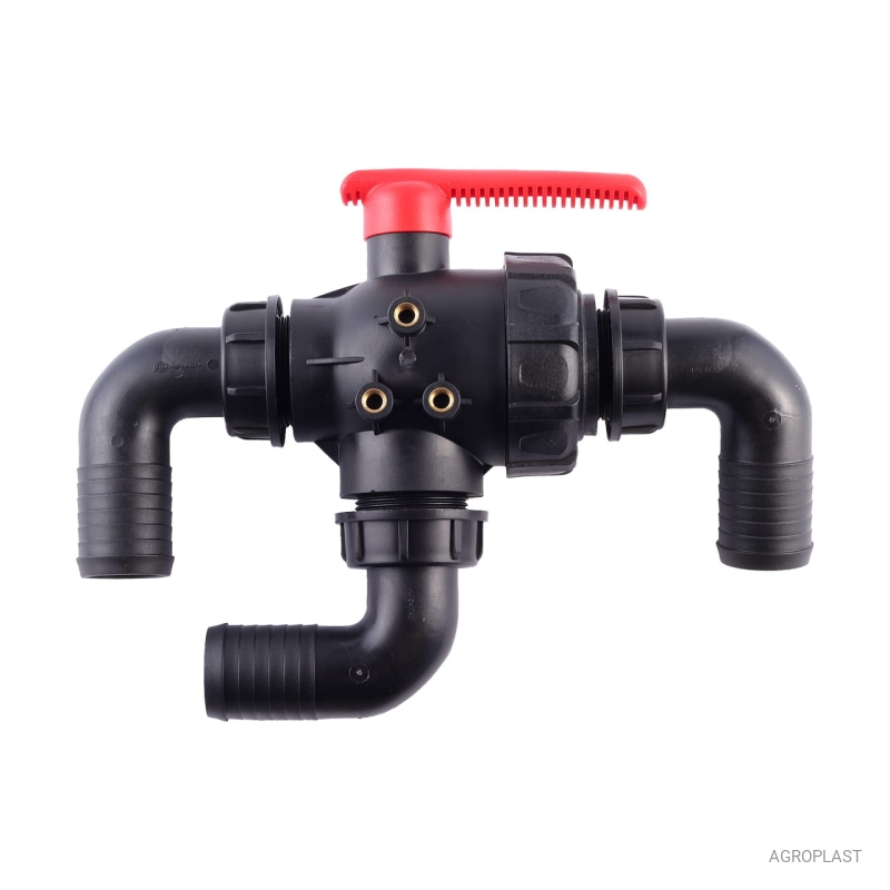 Zawór kulowy 3-drożny PROLINE 2'' kompletny z kol. fi 50  AGROPLAST, ZK2CALE50