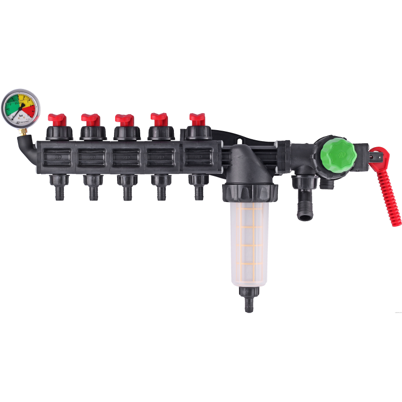 Rozdzielacz sekcyjny HD 5 sekcje + manometr AGROPLAST, ROZDZ5M